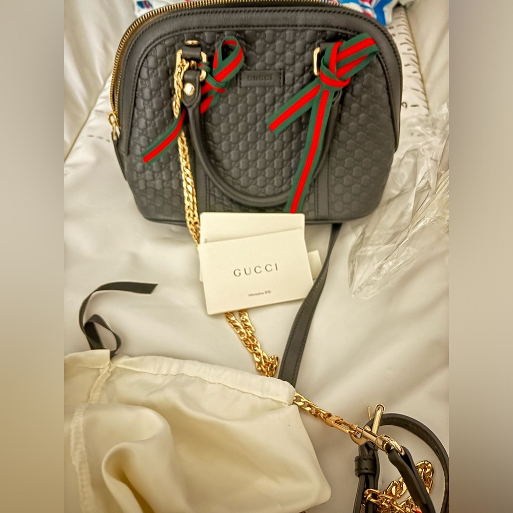 Authentic micro guccissima leather converterble dome bag